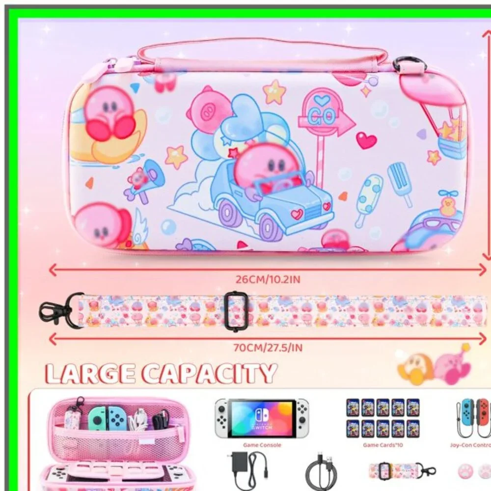NWOT FANPL Kirby Bubble Star Carrying Case for Switch